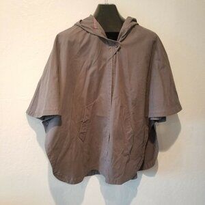 Weather Wise Designed by Betsy B. Womens Small Hooded Cotton Poncho Sweater Gray